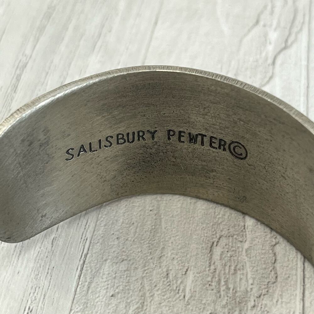Salisbury Pewter Rose June Flower Of The Month Silver Cuff Bracelet - Picture 6 of 7